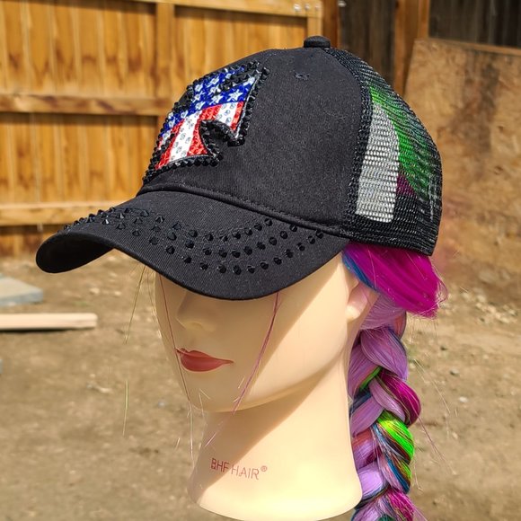 New Black American Chopper Cross BLING Hat - Picture 3 of 4